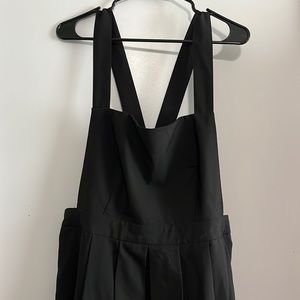 Black pleated skirt pinafore adjustable straps 2x